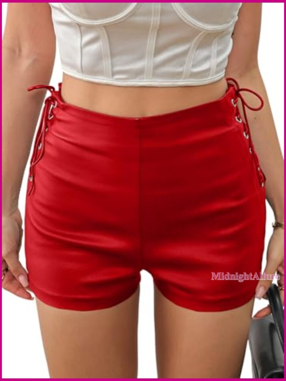 Faux Leather High Waist Skort with Side Slit Bodycon Mini Skirt - Picture 3 of 6